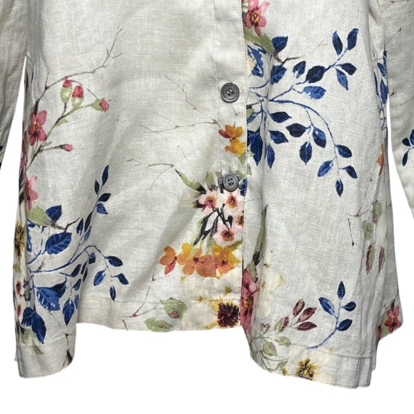 John Mark Wire Collar Tunic Multicolor Roll up Sleeve Women XL Artist 100% Linen - Picture 6 of 10